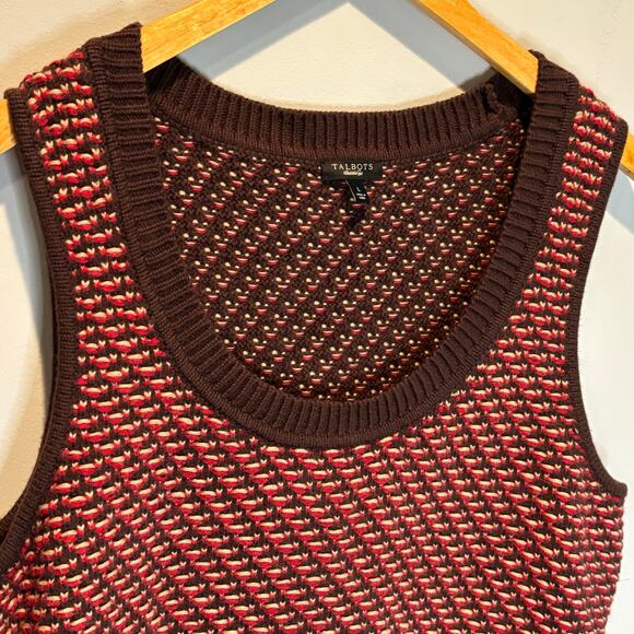 Talbots Brown & Red Sweater Vest - size Large - Picture 2 of 6